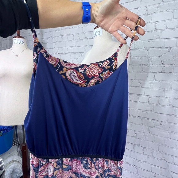 👗|•NAIF•| Navy Paisley Elastic Waist Maxi Dress Size Large - Picture 8 of 13